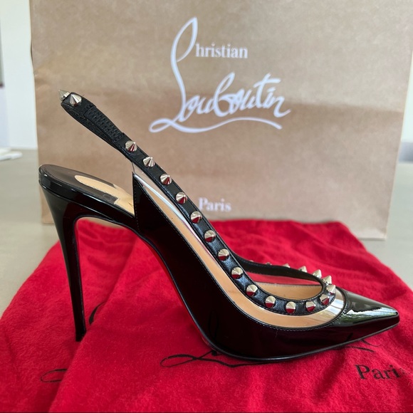CHRISTIAN LOUBOUTIN Brigadine Heels, Black Patent with Spikes, Size 36 / US 6‎ - Picture 6 of 16